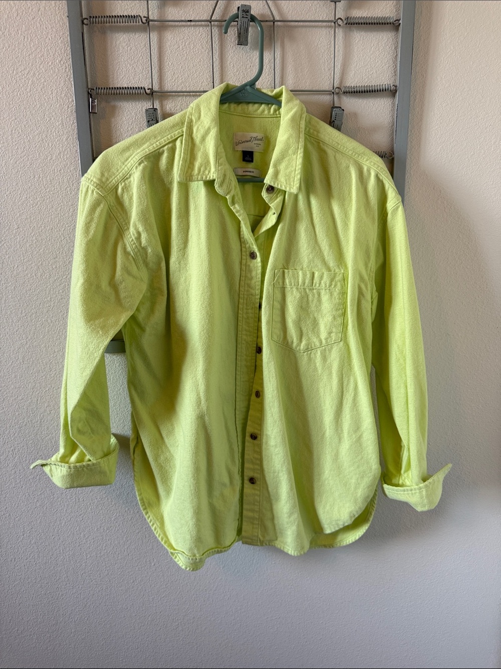 Universal Threads Men's Button-Down Shirt in Neon Yellow-Green